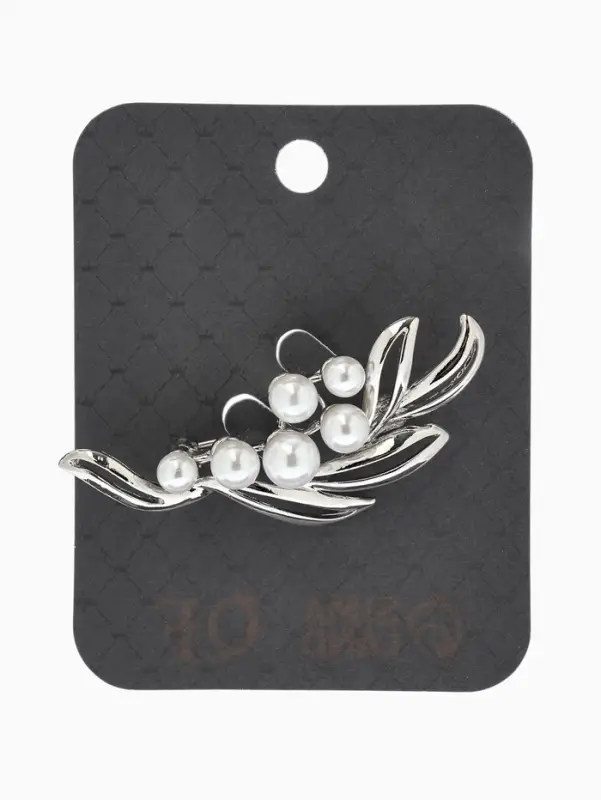 Брошь &laquo;Ветвь&raquo;, жемчуг, цвет белый в серебре