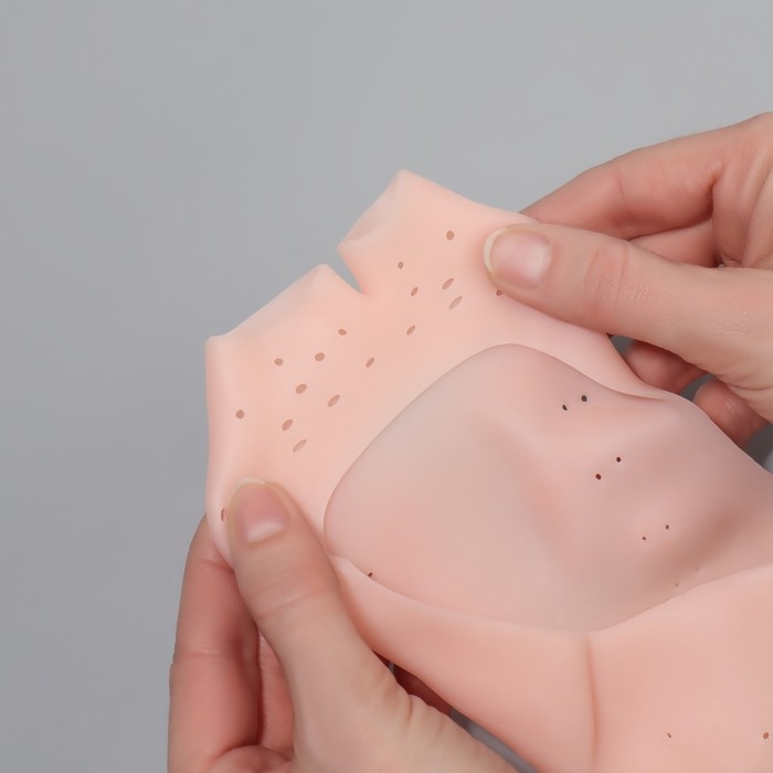 Носочки для педикюра, силиконовые, с перфорацией, с разделителем, 17 × 7 см, цвет бежевый Носочки для педикюра, силиконовые, с перфорацией, с разделителем, 17 × 7 см, цвет бежевый