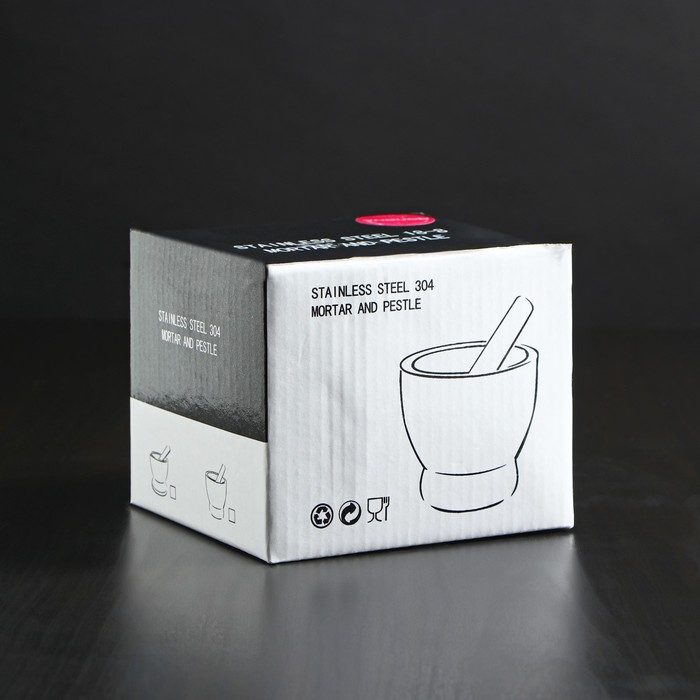 Ступка с толкушкой Доляна Steel, 10 см, нержавеющая сталь Ступка с толкушкой Доляна Steel, 10 см, нержавеющая сталь