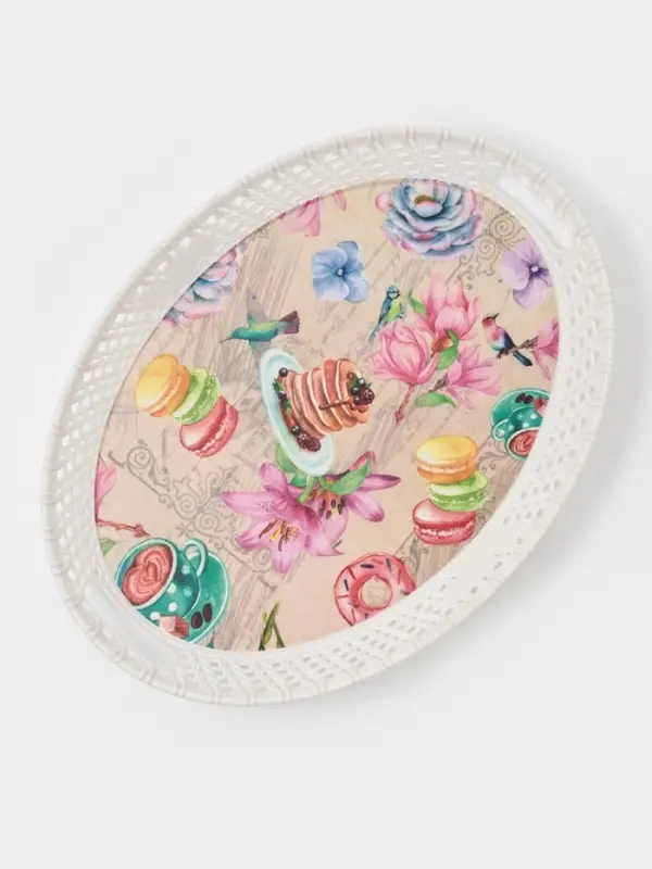 Поднос овальный Доляна &laquo;Пастораль&raquo;, 39&times;29&times;3.5 см, цвет МИКС