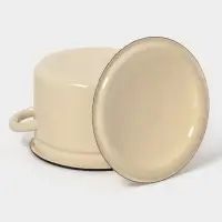 Кастрюля эмалированная, 3 л, d=19 см, с крышкой, цвет слоновой кости