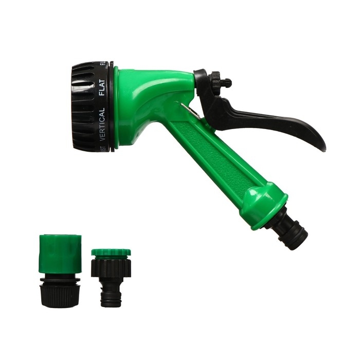 Набор: пистолет для полива, 7 режимов, коннектор 1/2 Набор: пистолет для полива, 7 режимов, коннектор 1/2" (12 мм), адаптер 1/2"−3/4" (12 мм−19 мм), Greengo