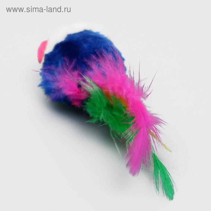 Набор игрушек для кошек: мышь 5 см и игрушка с бубенчиком  Набор игрушек для кошек: мышь 5 см и игрушка с бубенчиком "Амфитеатр" 6,8х4 см, микс цветов