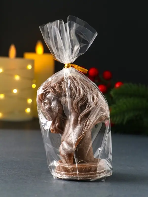 Свеча новогодняя Свеча новогодняя "Конь" 60х90 мм, ЛАК, коричневый