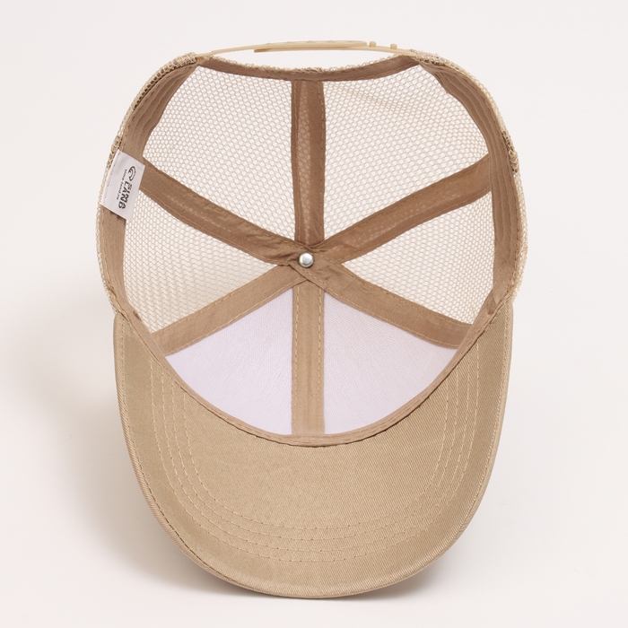Кепка детская для девочки с сеткой, цвет бежевый, р-р 54 Кепка детская для девочки с сеткой, цвет бежевый, р-р 54