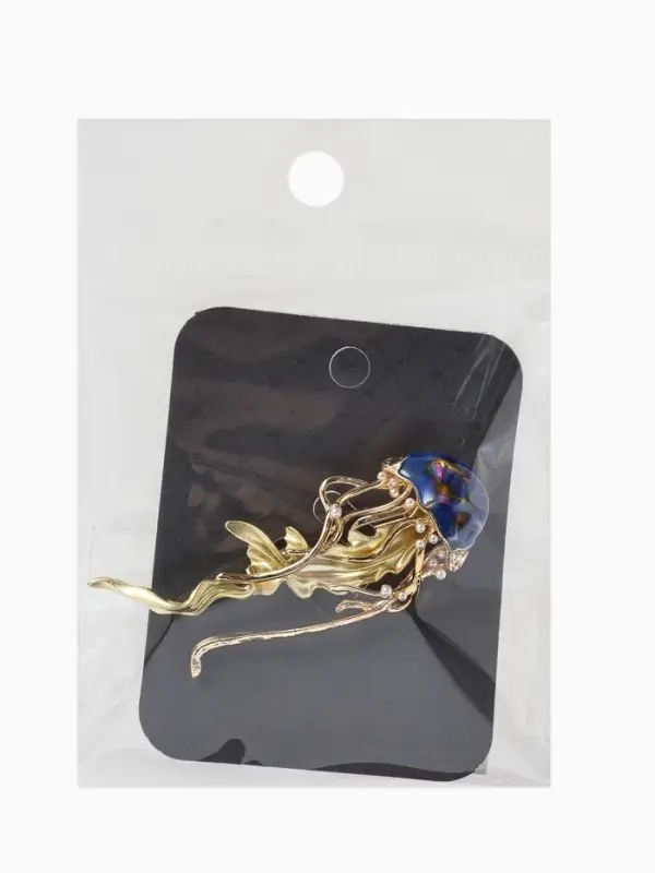 Брошь &laquo;Медуза&raquo; морская, цвет синий в золоте