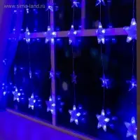 Гирлянда &laquo;Бахрома&raquo; 2.4&times;0.9 м с насадками &laquo;Звёздочки&raquo;, IP20, прозрачная нить, 186 LED, свечение синее, 8 режимов, 220 В
