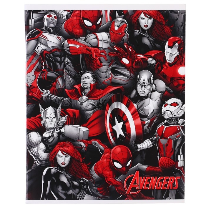 Тетрадь 48 листов в клетку, картонная обложка, Мстители Тетрадь 48 листов в клетку, картонная обложка, Мстители