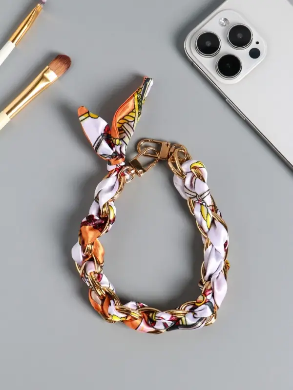 Брелок на 2 карабинах Брелок на 2 карабинах "Платок и цепочка" оранж 20х10х1,7 см