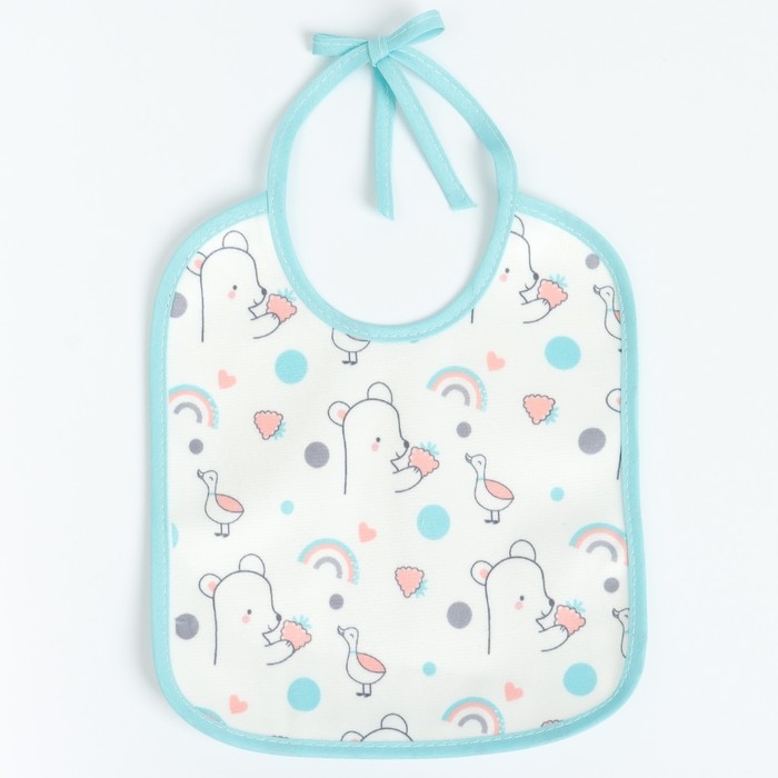 Набор детских слюнявчиков Крошка Я, 3 шт. + подарок, 20х17 см., цвет бирюзовый, розовый, серый Набор детских слюнявчиков Крошка Я, 3 шт. + подарок, 20х17 см., цвет бирюзовый, розовый, серый