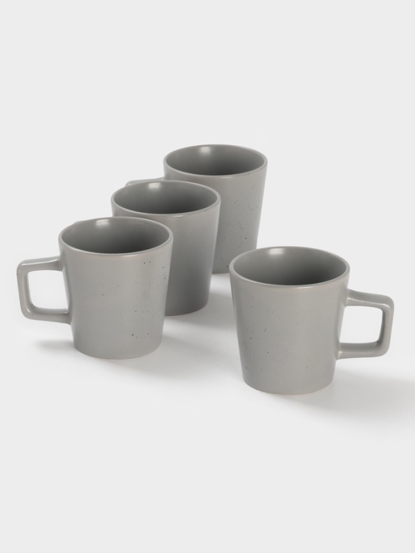 Набор кружек 4 шт Доляна 20х2 см "Гранит" белый в крапинку