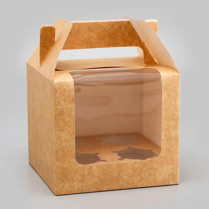Коробка для 4 капкейков, крафт 16×16×14 см Коробка для 4 капкейков, крафт 16×16×14 см
