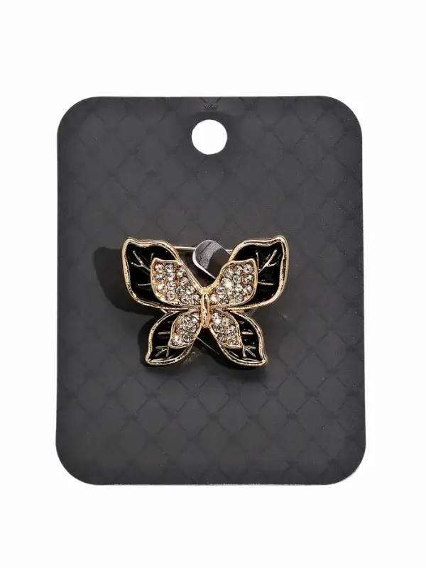 Брошь &laquo;Бабочка&raquo;, маленькая, чёрная в золоте