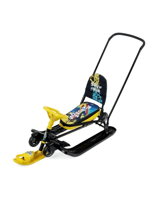 Снегокат &laquo;Тимка спорт 6&raquo; Winter sport, со спинкой, с родительской ручкой, жёлтый, чёрный, ТС6/WS Nika Kids
