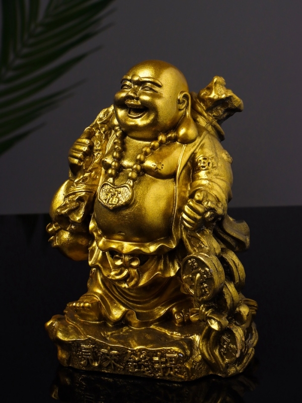 Статуэтка "Хотей приносит удачу и богатство" 14 см, цвет золото