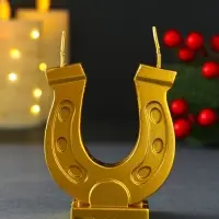 Свеча новогодняя "Подкова" золотой 7х2,5х8,5 см