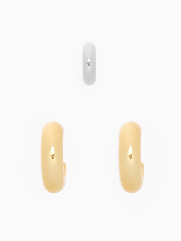 Набор серьги и каффы 3 шт. «Бублик» кольца, цвет серебро в золоте