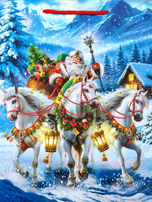 Пакет подарочный новогодний ламинированный, «На встречу Новому Году» , 26×12×32 см