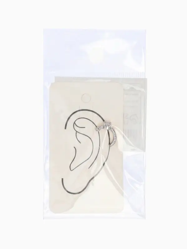 Серьга кафф &laquo;Драгоценность&raquo;, белая в золоте