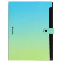 Папка А4 Radiance, 12 отделений, 600 мкм, на кнопке, голубой/зеленый градиент