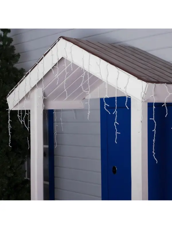 Гирлянда &laquo;Бахрома&raquo; 4&times;0.6 м, IP44, белая нить, 180 LED, свечение белое, 8 режимов, 220 В