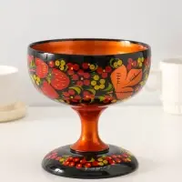 Конфетница на ножке &laquo;Сласть&raquo;, 14.5&times;15 см, дерево, хохлома