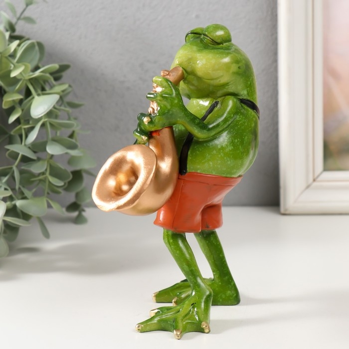 Сувенир полистоун лак Сувенир полистоун лак "Лягушонок с саксофоном" 16,5х10,5х6 см