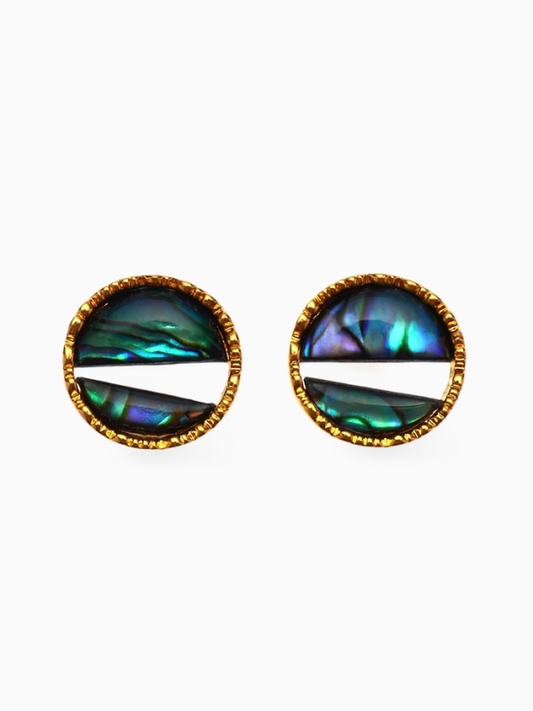 Серьги «Галиотис» круг, зелёные в золоте Серьги «Галиотис» круг, зелёные в золоте