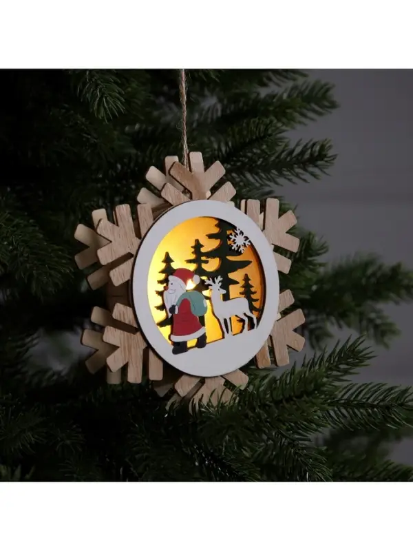 Ёлочная игрушка &laquo;Дед Мороз с подарками&raquo;, 15.5 см, 1 LED, от батареек, свечение тёплое белое