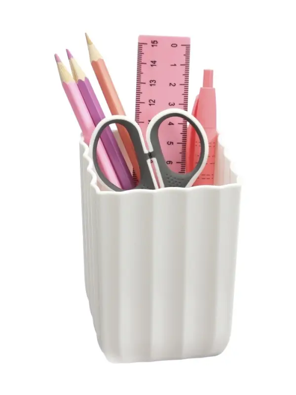 Подставка - стакан для канцелярии, Calligrata, &laquo;Волны&raquo;, пластик, квадратный, белый