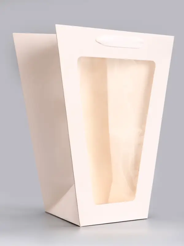 Пакет-переноска для цветов 18&times;14&times;35&times;28 см, белый