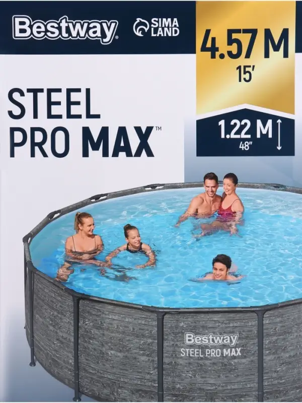 Бассейн каркасный Steel Pro Max, 457&times;122 см, круглый, цвет графит, 561PH Bestway
