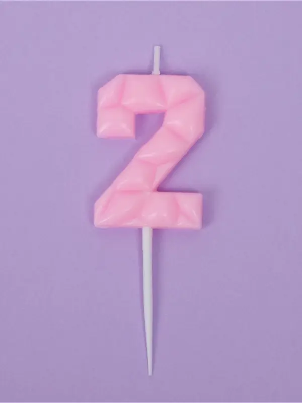 Свеча для торта «Цифра 2», светло-розовая Свеча для торта «Цифра 2», светло-розовая