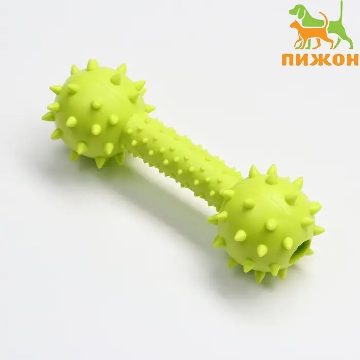 Жевательная игрушка для собак &laquo;Грозная гантель&raquo;, 15&times;5 см, салатовая
