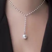 Колье с жемчугом &laquo;Олимпия&raquo;, белое в серебре, 32 см