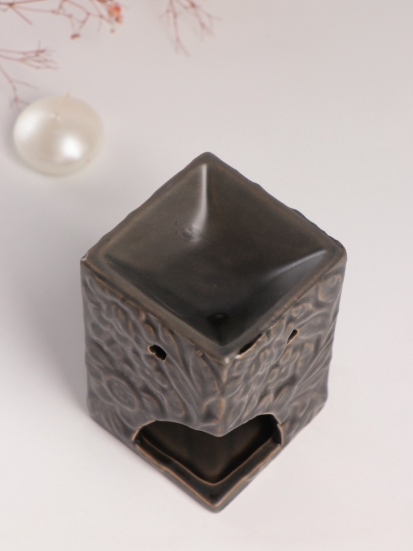 Аромалампа керамика Аромалампа керамика "Цветочный букет" тёмно-оливковая 7,7х7,7х12 см