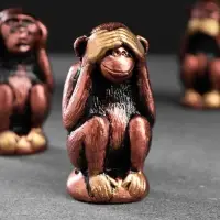 Набор фигурок гипс &laquo;Три мудрых обезьяны&raquo;, под бронзу, 6.5&times;3 см