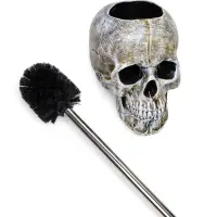 Ёршик для унитаза с подставкой &laquo;Череп&raquo;, стальная ручка, 16&times;15&times;22 см, белый