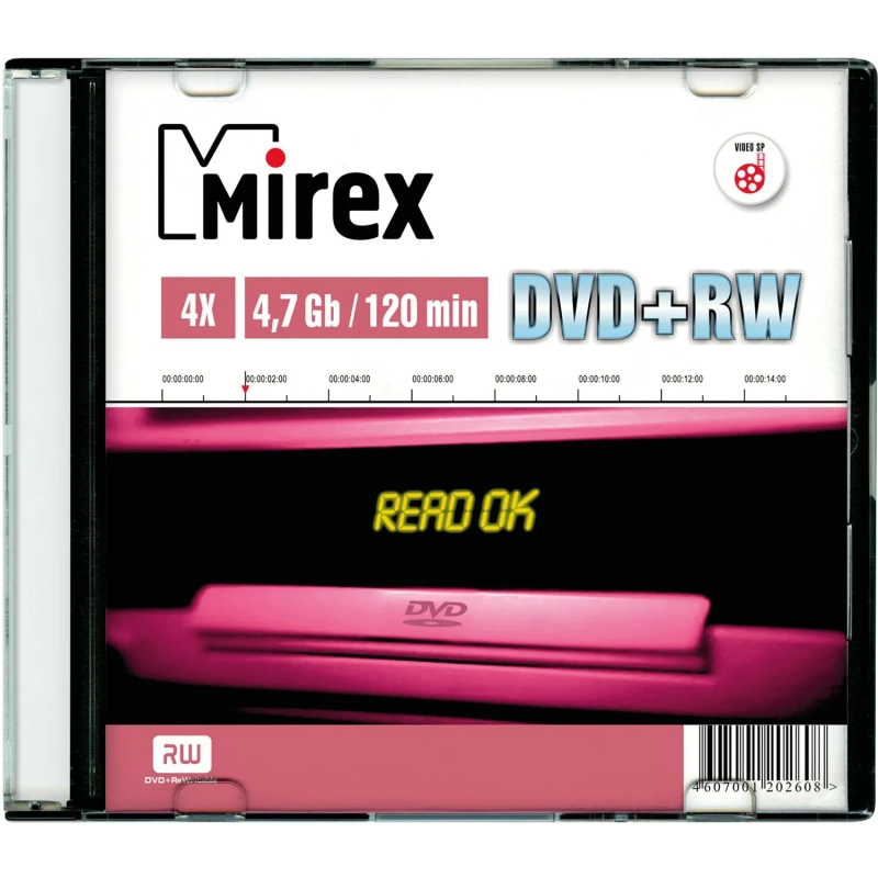 Носители информации DVD+RW, 4x, Mirex, Slim/1, UL130022A4S