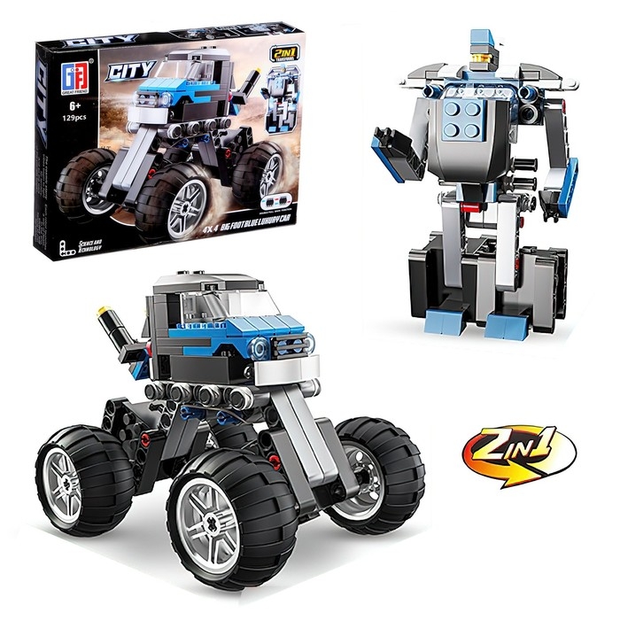 Конструктор инерционный «Внедорожник», 2 варианта сборки, 129 деталей Конструктор инерционный «Внедорожник», 2 варианта сборки, 129 деталей