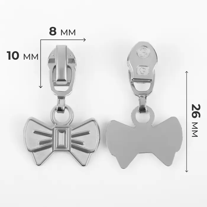 Бегунок для молнии &laquo;Спираль&raquo;, №3, &laquo;Бант&raquo;, 10 шт., цвет никель