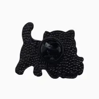 Значок &laquo;Кошка с котёнком&raquo;, серо-белый в чёрном металле