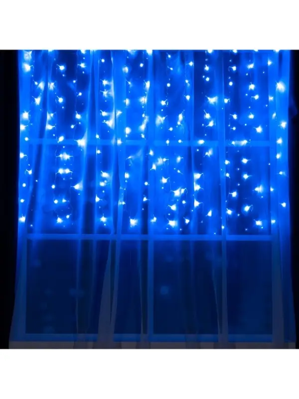Гирлянда &laquo;Занавес&raquo; 1.5&times;1 м, IP20, прозрачная нить, 180 LED, свечение синее, 8 режимов, 220 В