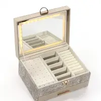 Шкатулка для украшений с зеркалом &laquo;Кракелюр&raquo;, 23&times;17.5&times;10.5 см, с подсветкой