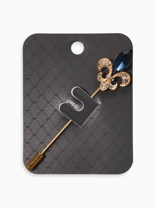 Булавка &laquo;Лилия королевская&raquo;, 7.6 см, бело-синяя в матовом золоте