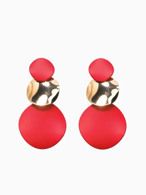 Серьги металл &laquo;Азелия&raquo;, круги, трио, красные в золоте