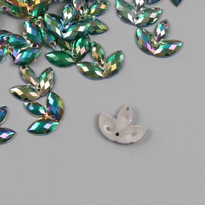 Декор для творчества пластик 2 прокола Декор для творчества пластик 2 прокола "Стразы Трилистник. Лагуна" набор 80 шт 0,5х1 см