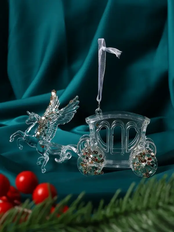 Украшение ёлочное "Праздник" карета, 7х14 см, прозрачный