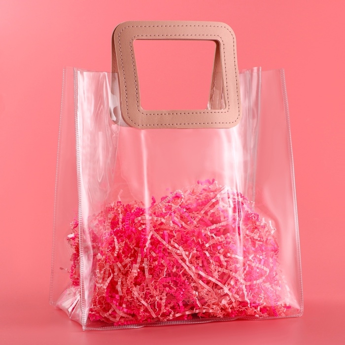 Пакет подарочный из ПВХ, розовый, 25 x 28 x 15 см Пакет подарочный из ПВХ, розовый, 25 x 28 x 15 см