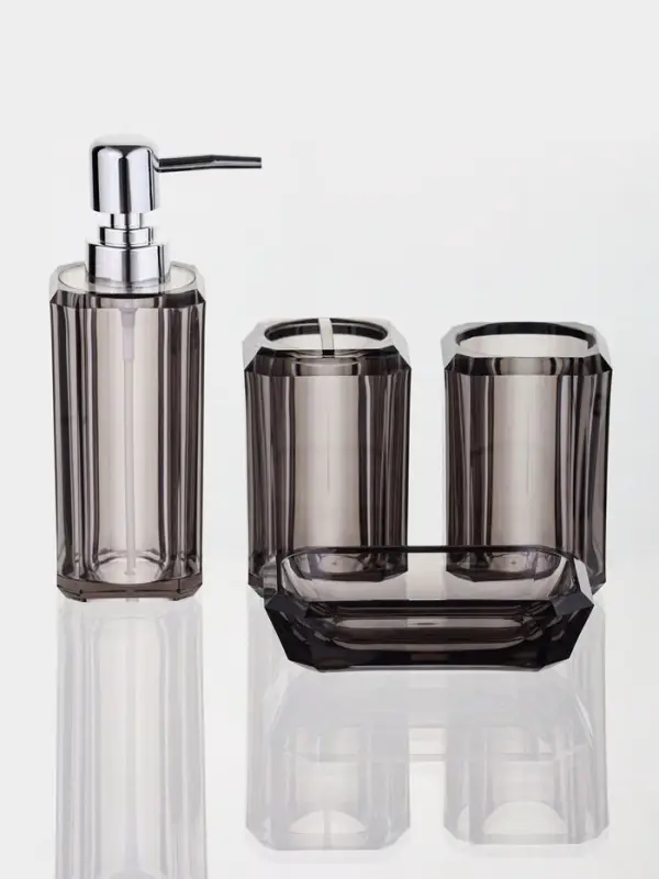Набор для ванной &laquo;Кристалл&raquo;, 4 предмета, дозатор, 2 стакана, мыльница